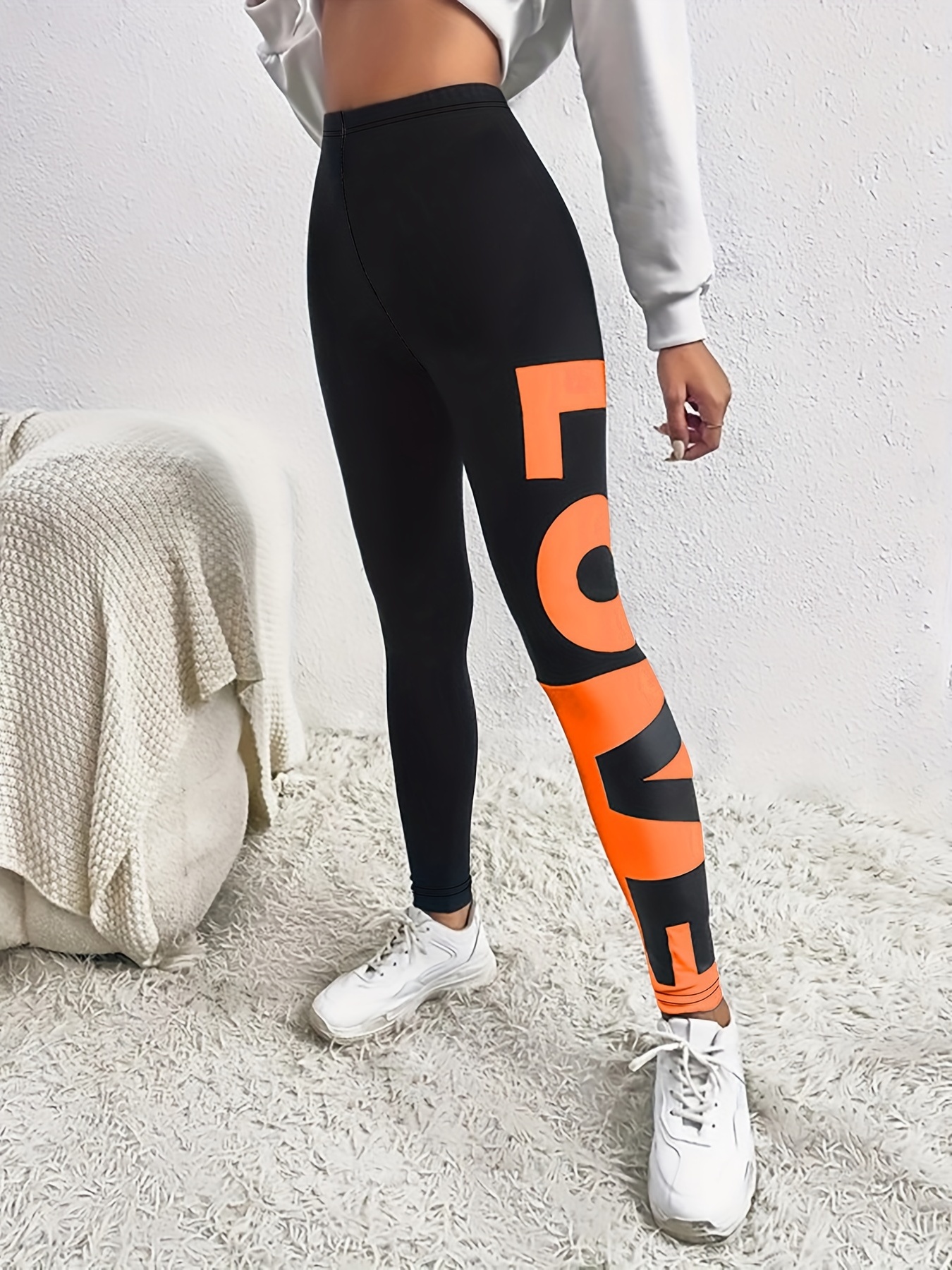 Women's Letter Love Printed Yoga Fitness Pants: Look Stylish & Feel  Comfortable During Workouts!