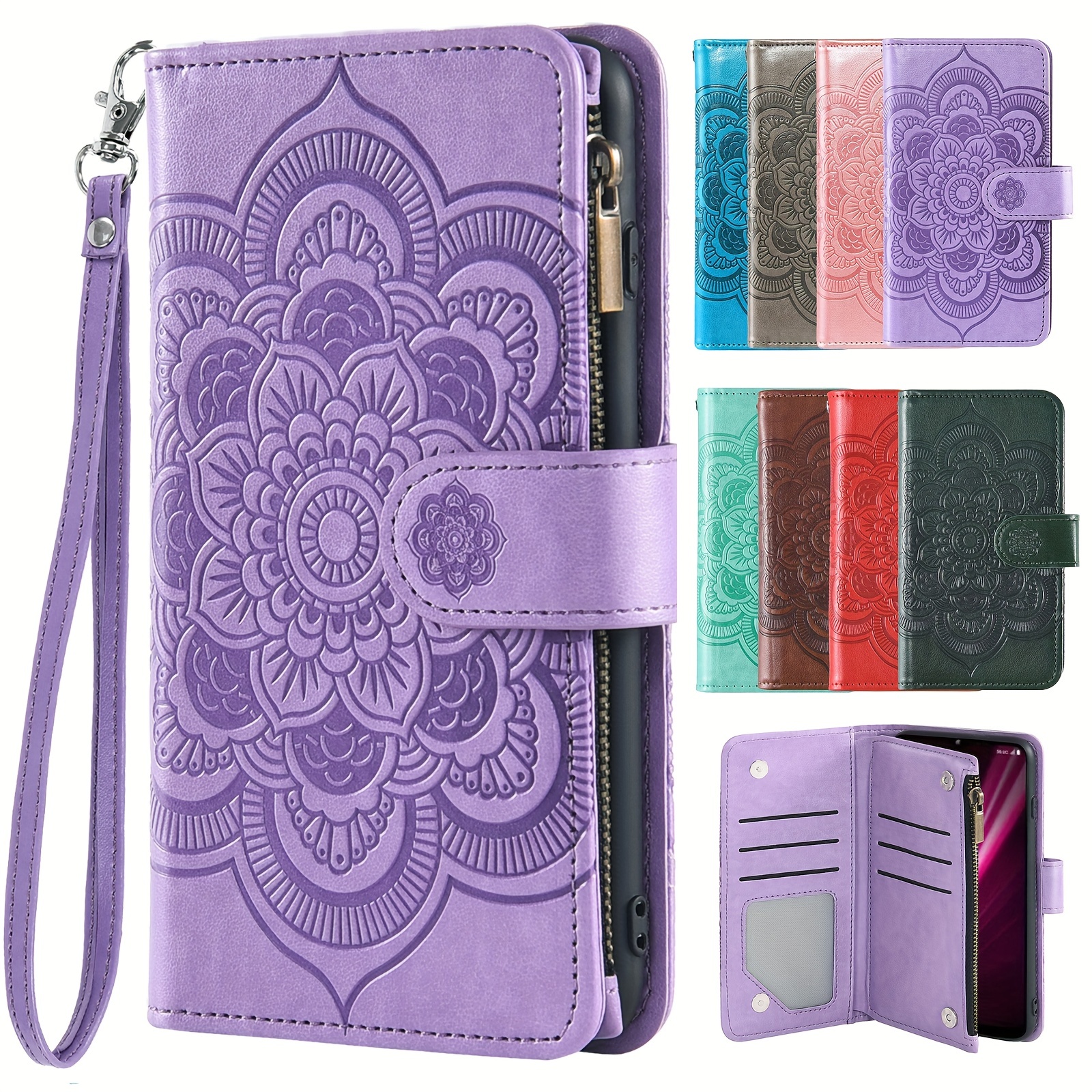 IDEWEI For ZTE Blade A53 Pro Cell Phone Case PU Leather Stand Card Slots  Cover - Purple