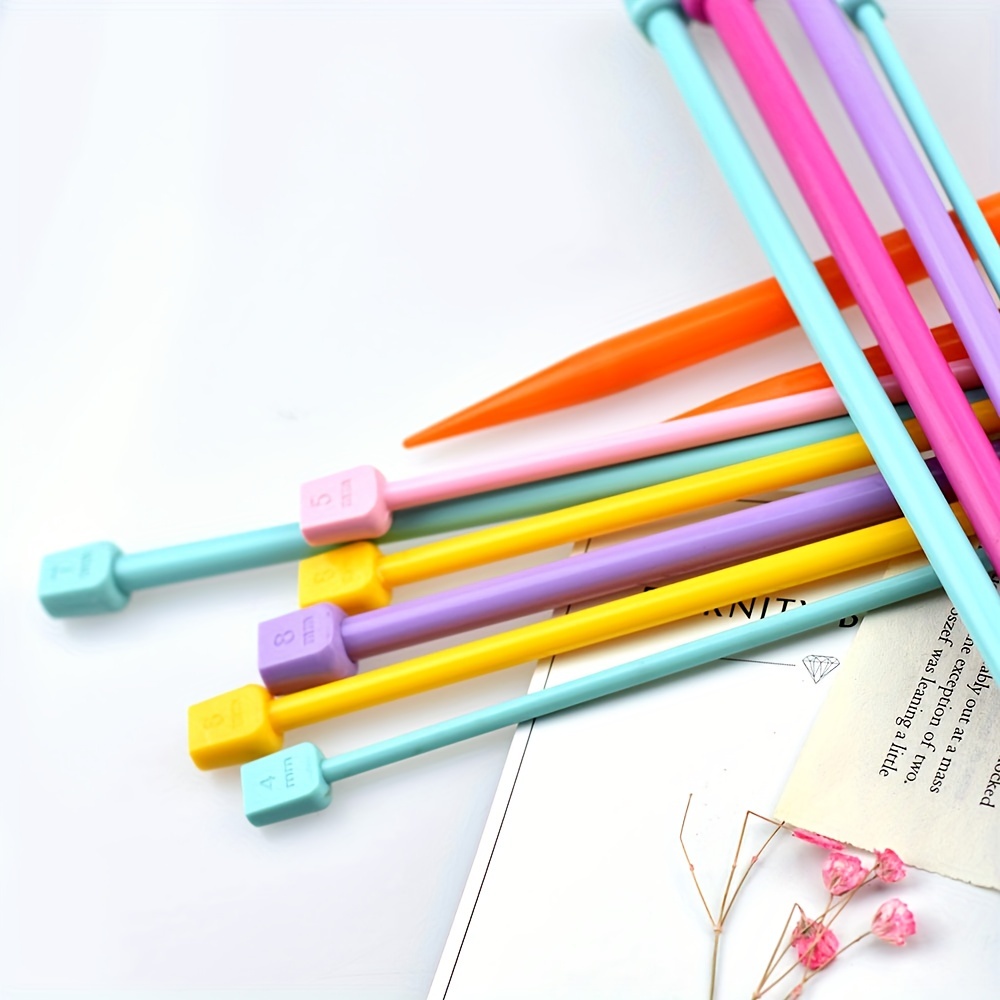 Plastic Knitting Needles Set Long Straight Knitting Needles - Temu