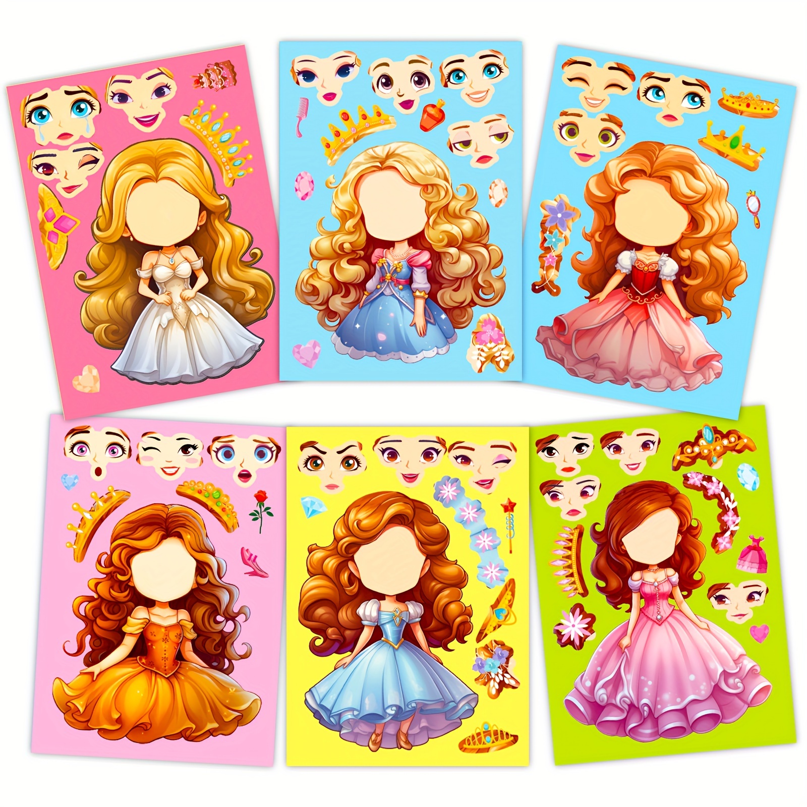Paquete de 52 calcomanías de princesas Disney mixtas de dibujos animados,  lindas calcomanías de princesa mixtas de dibujos animados para niños