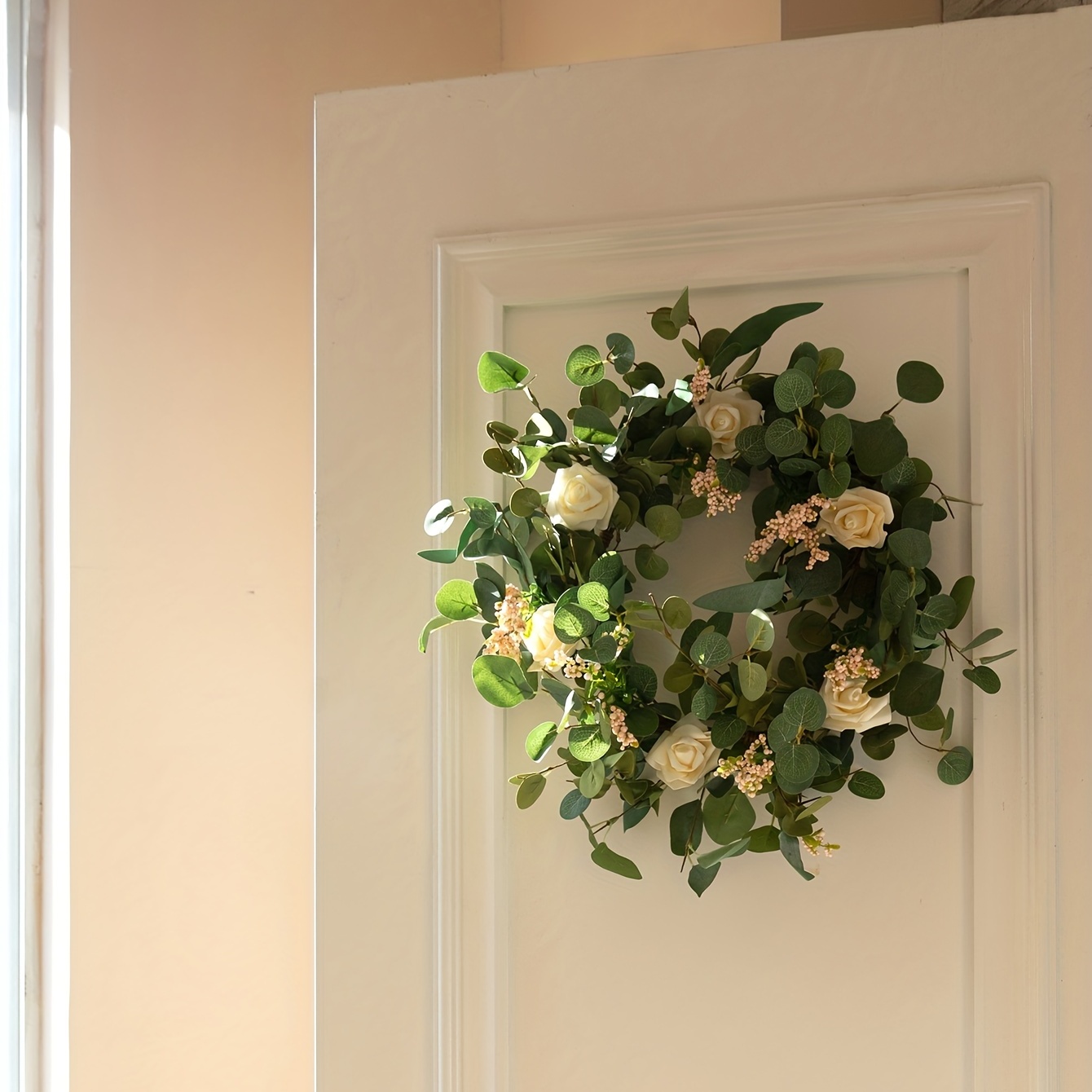 Soft And Silky Baby's Breath And Money Plant Wreath For Home - Temu