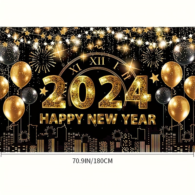  Happy New Year Party Decorations Black White Gold