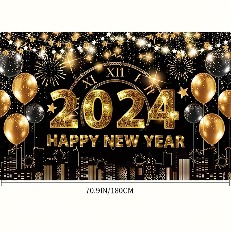 Large Happy New Year Banner New Year Eve Party Supplies 2024 - Temu