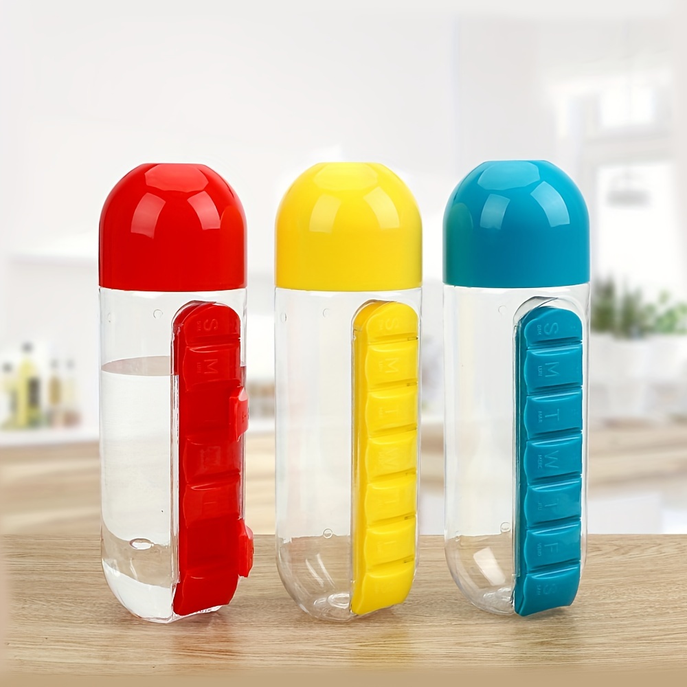 Portable Water Bottle With Built in Pill Box Perfect For - Temu