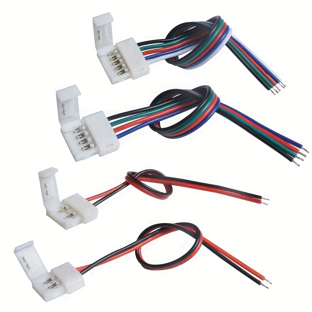 Lote de 4x Conexiones empalme para tiras led 10mm RGB 5050 con cable de  14cm : : Iluminación