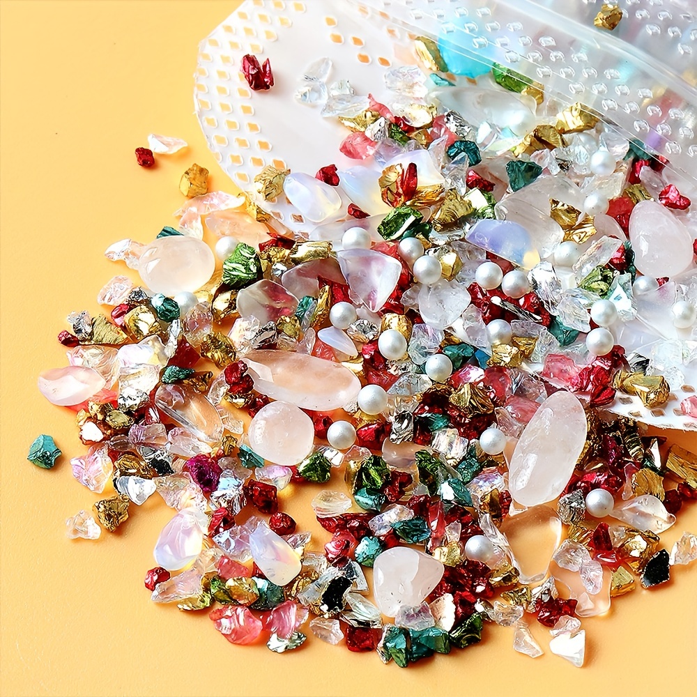 Colorful Crushed Stones  Metallic Glass Stone Glitter Flakes
