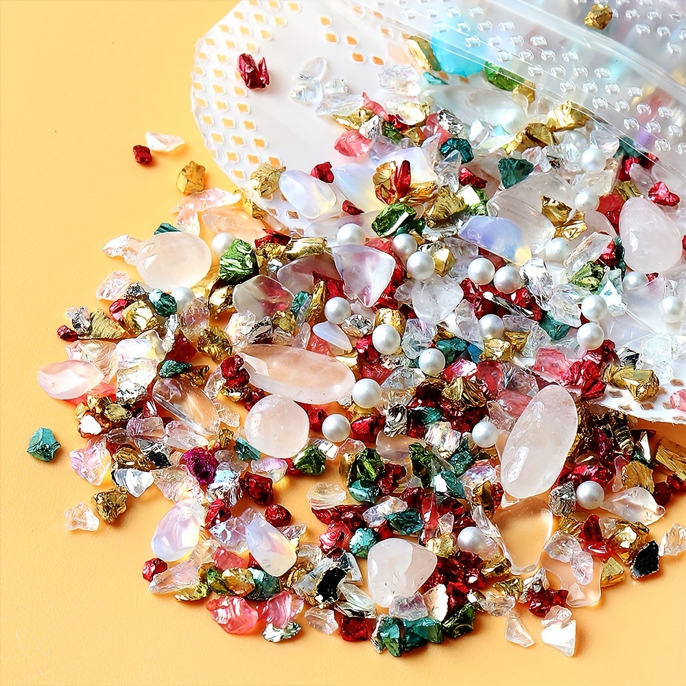 Irregular Crushed Glass Chips For Nail Decor Colorful - Temu