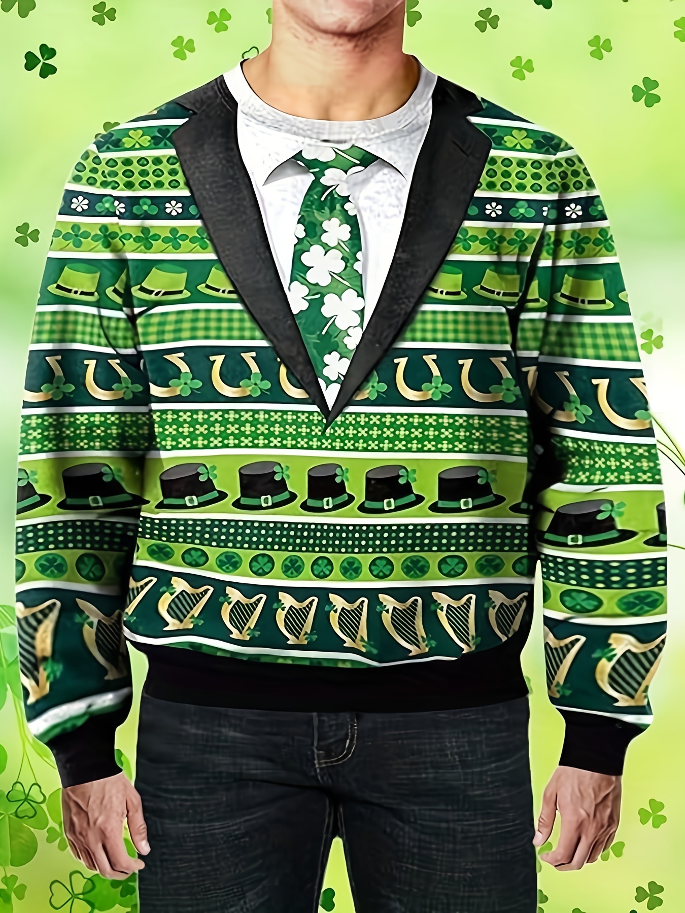 Suéter De Cuello Con Estampado 3D De Traje De Corbata Falsa De Estilo  Para Hombres, Ideal Para Y Otoño, Ropa De Para