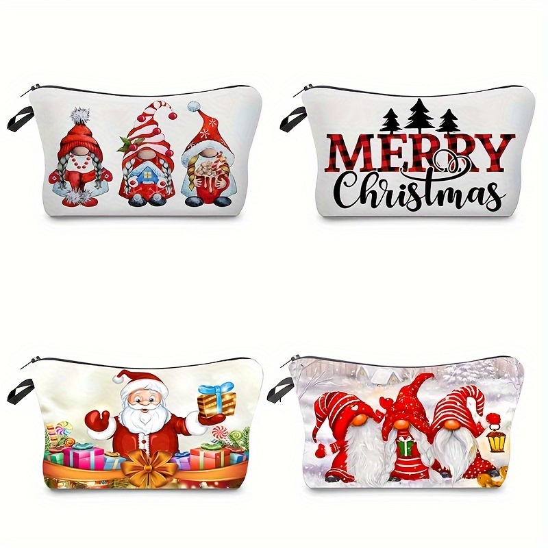 1pz Carino Natale Stampa Borsa Trucco Portatile Santa Claus - Temu Italy