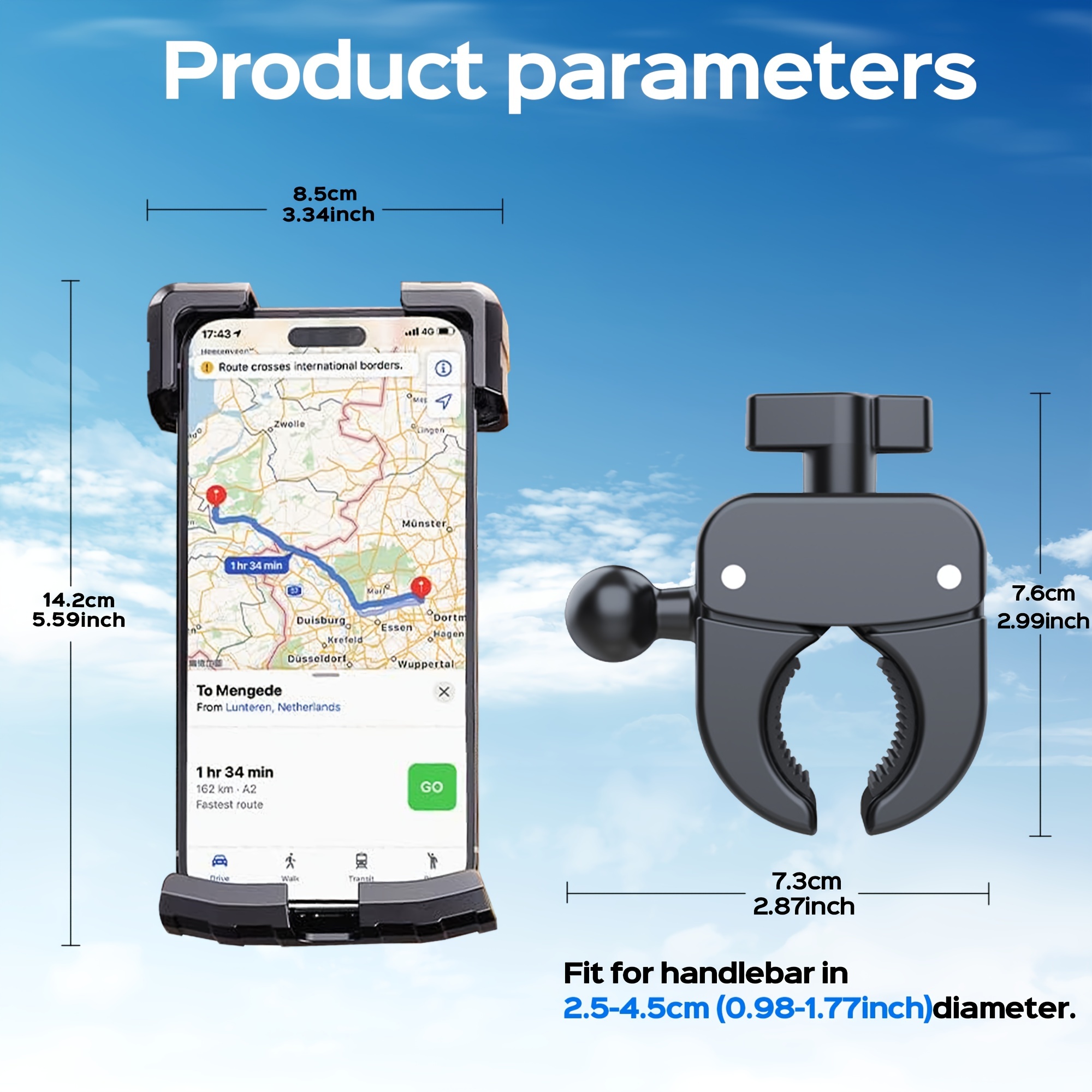 Soporte HR de bicicleta con base universal horizontal para GPS y Smartphone
