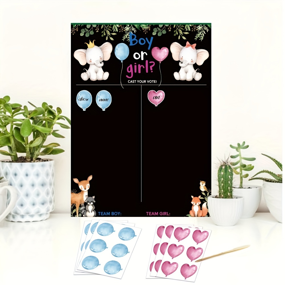 Gender Reveal Poster Set Fun Game And Stickers For Baby - Temu