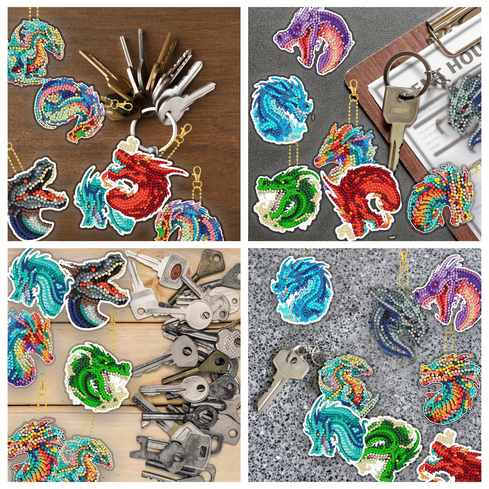6pcs DIY Double Sided Handmade Art Diamond Keychains Pokemon for Gifts  (YS121)