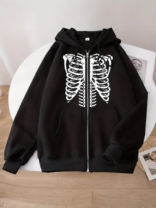 Skeleton Hoodies Zip - Temu