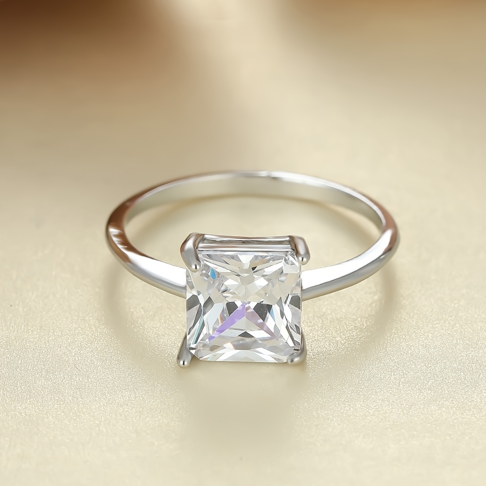Square Shape Zirconia Solitaire Ring