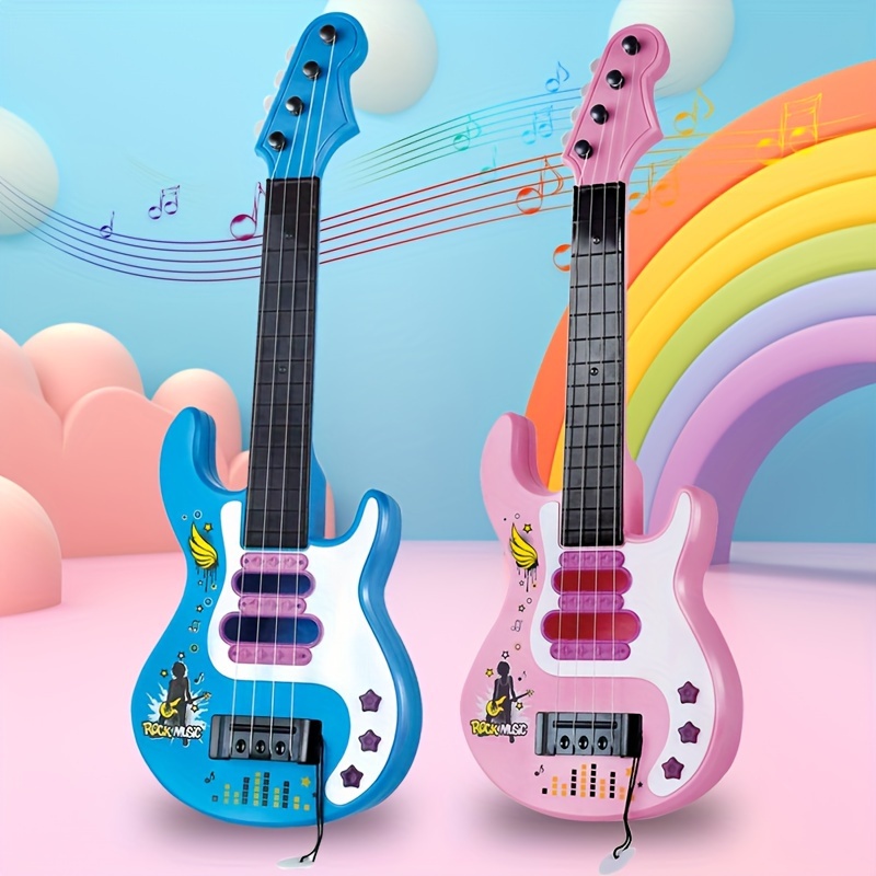 Guitarra Electrica De Juguete Para Niños Morada Con Luces Y Sonidos Morada
