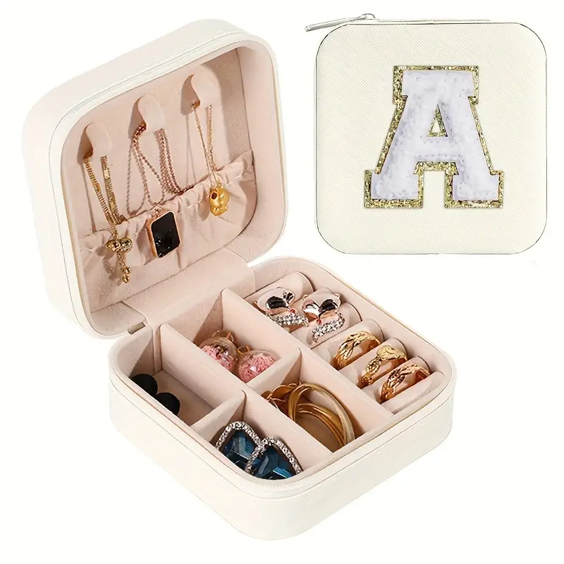 Mini Chenille Letter Patch Jewelry Box Léger Portable Voyage