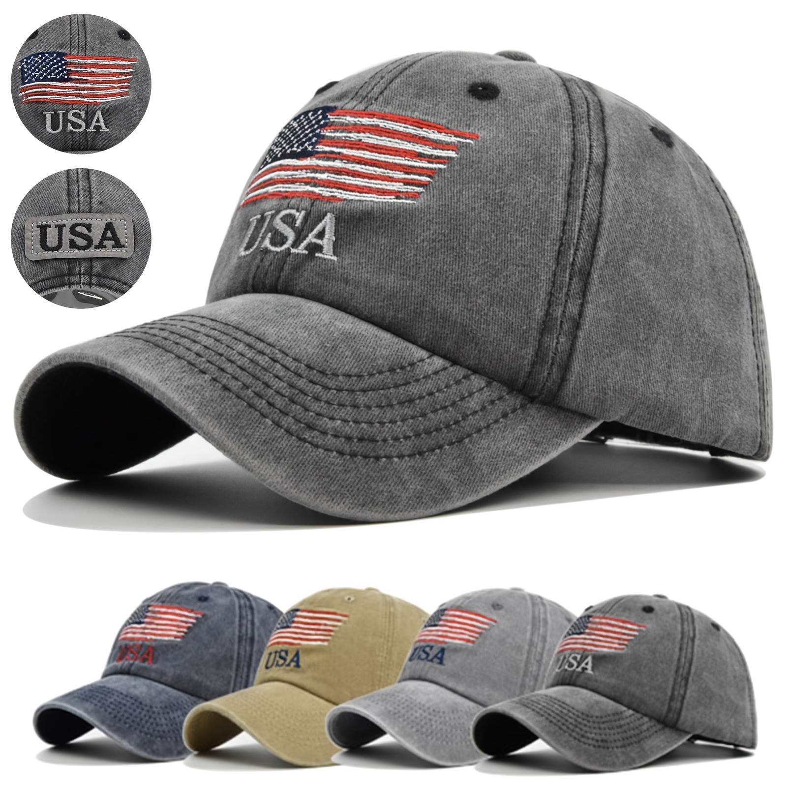 Vintage Baseball Hats for Men American Flag Patch Breathable Mesh Classic  Baseball Caps Adjust Cotton Running Ball Hats