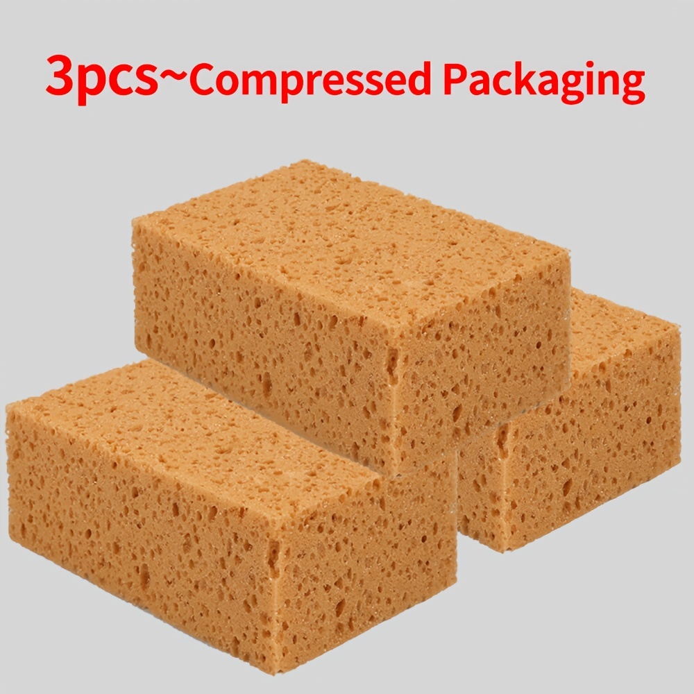 Image of 1/3pcs Professional Car Wash Sponges - Compressed Packaging, Large Size, High Absorption, Foaming, Ideal For Automotive Use | Super Absorbent And Foaming