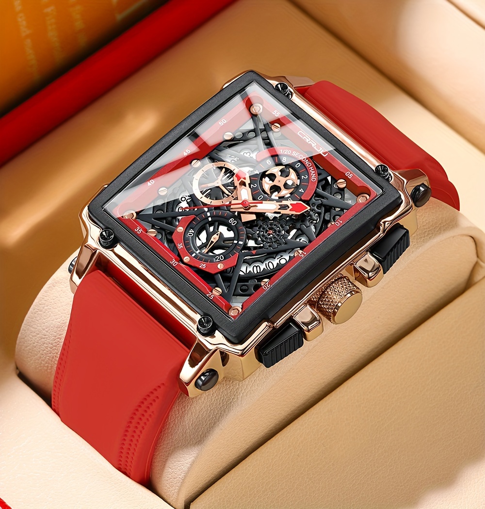 Mens Watch CRRJU Men Chronograph Luxury Waterproof Watches Fashion