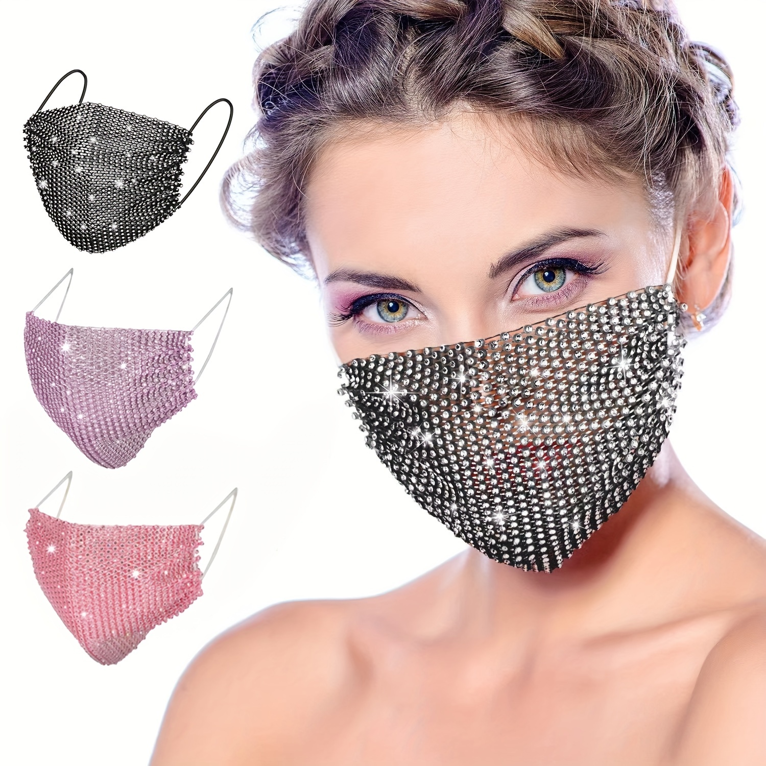 Bling Rhinestone Decorative Face Mask for Women