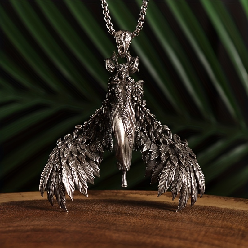 Retro Gothic Winged Devil Angel Pendant Necklace