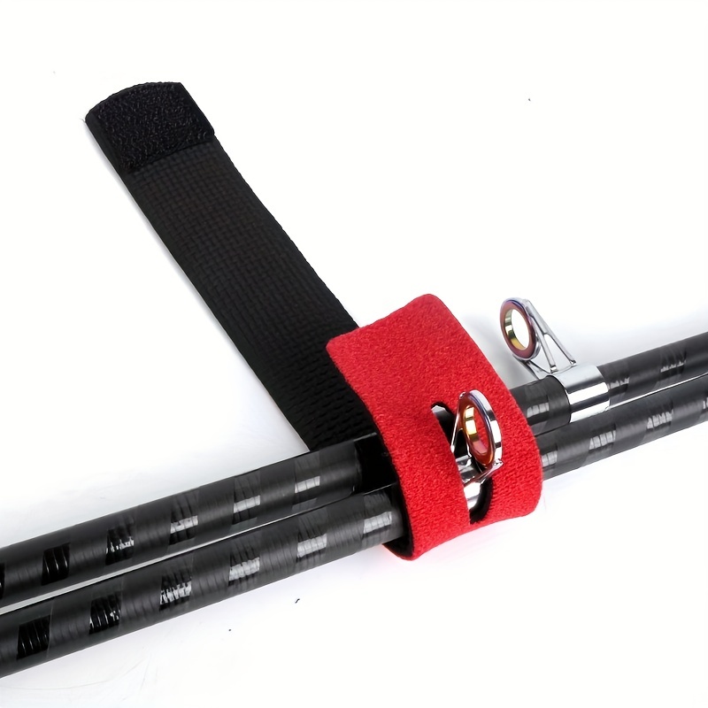 1pc Black Fishing Rod Tie Holder Strap Belt Tackle Elastic Wrap