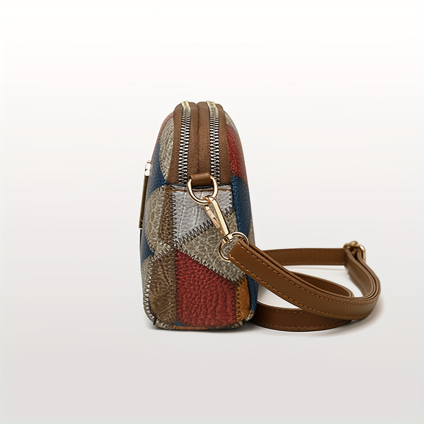 fashion color contrast mini crossbody bag pu leather multi pocket shoulder bag perfect sling bag for daily use details 16