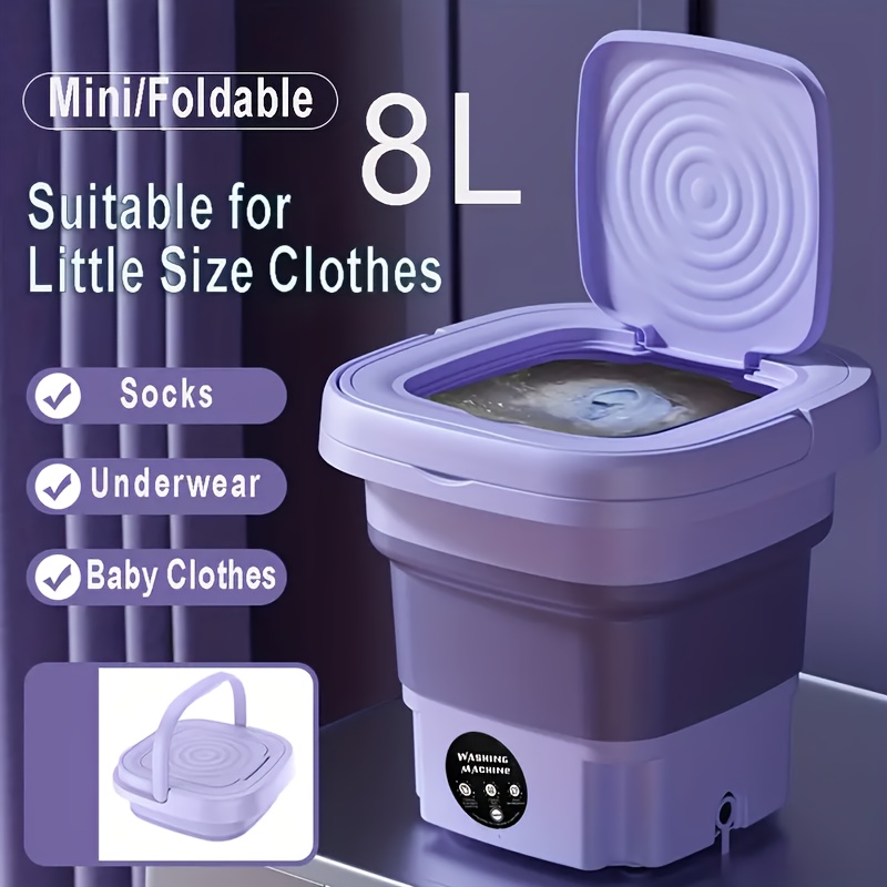 ポータブル小型洗濯機 - 8L容量 アンダーウェア ソックス ベビー服 おもちゃ 旅行 最適 米国内用プラグ付き