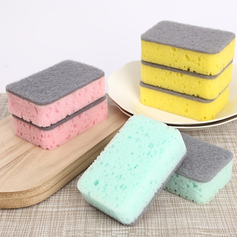 Esponjas de limpieza resistentes – Esponja de limpieza para platos de  cocina, fregadero y baño – con estropajo sin olor (verde, 10 piezas)