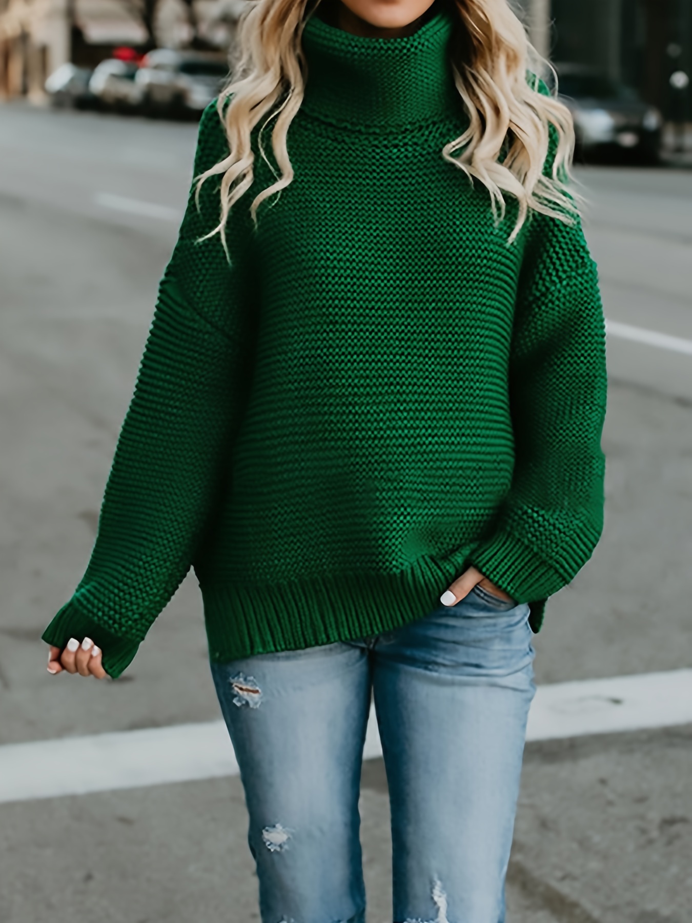 Comprar Otoño e Invierno Suéter de Mujer Color Sólido Cuello Alto