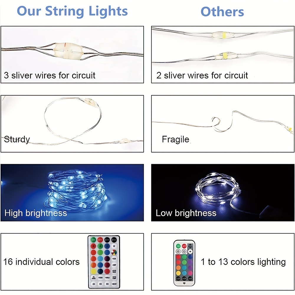 13 Multi Color LED String Lights,Battery Powered Changing String