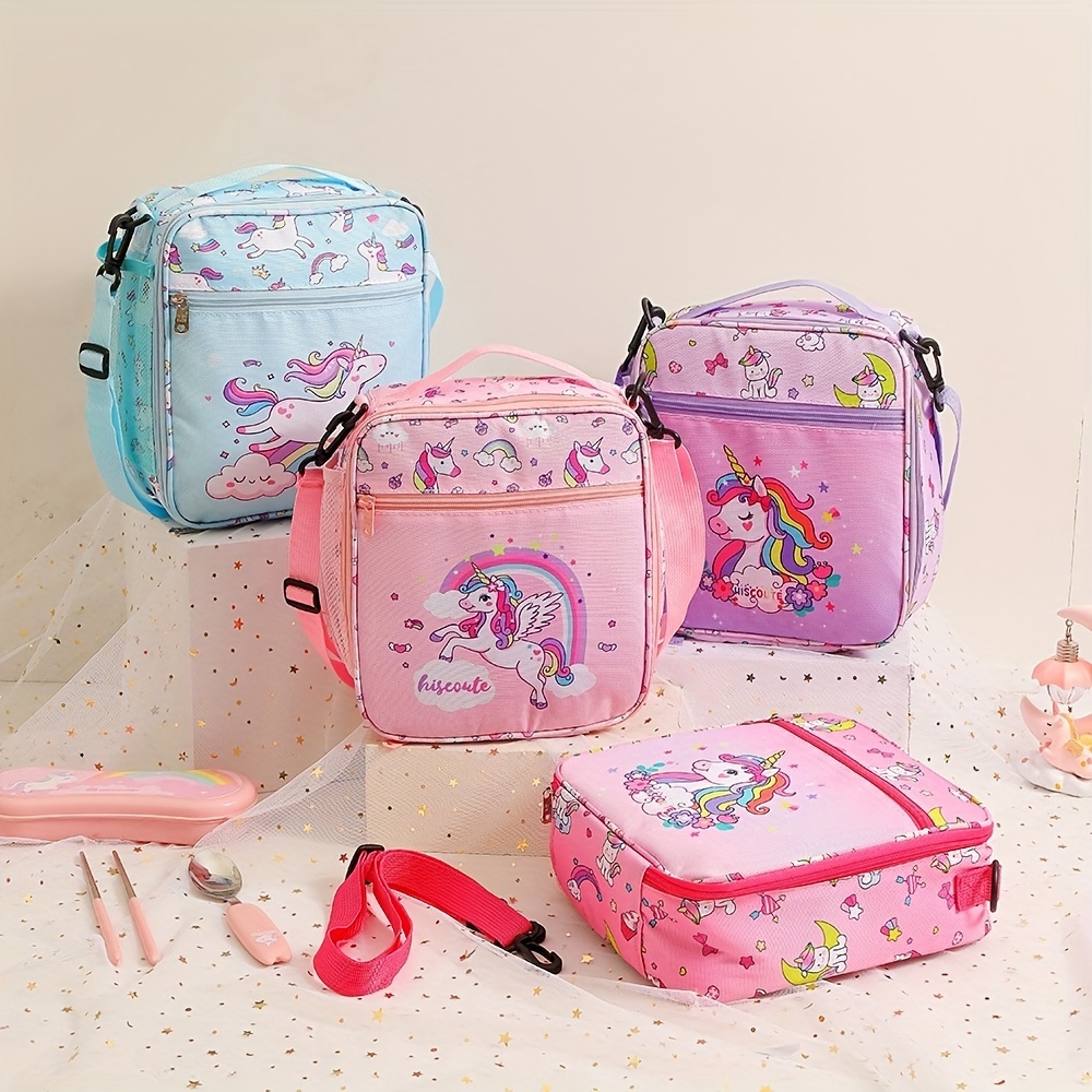 Unicorn Kids Girls Bento Box with Lunch Accessories & Bag, Lunchbox Set  with Food Picks, Water Bottle & Dressing Containers, Kawaii Pink Japanese