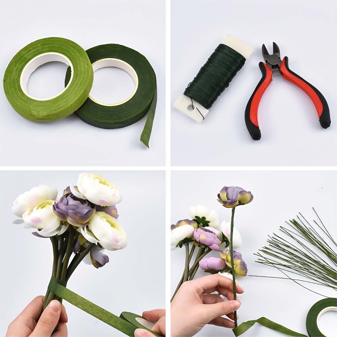 Green Self Adhesive Floral Stem Tape Wire For DIY Wrinkle Paper