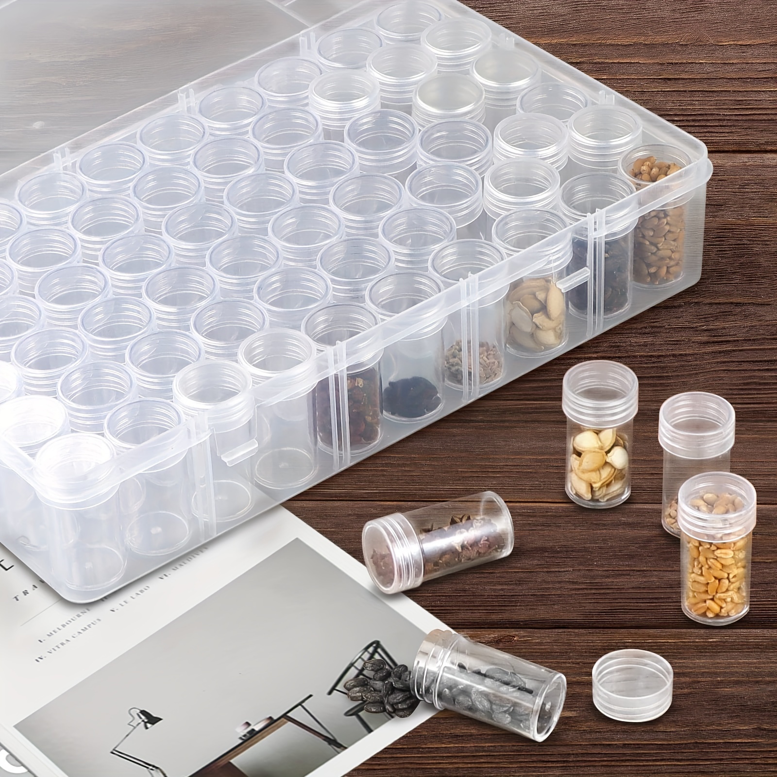120 Grids Seed Storage Box, Plastic Seed Organizer with Label
