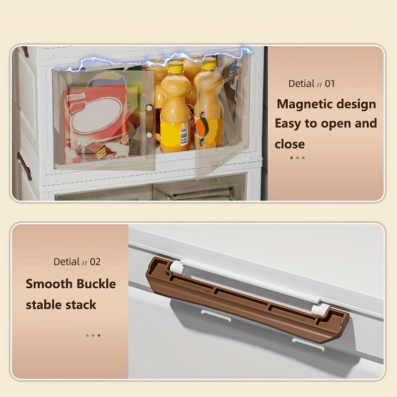 Large Capacity Folding Storage Cabinet With Wheels - Double Open Door  Clothes, Sundries, And Toy Organizer For Home - Temu Cyprus