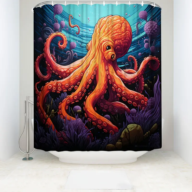 Ocean Theme Shower Curtain Waterproof Shower Curtain Hooks - Temu