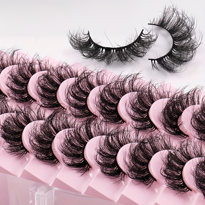 10 Pairs Fluffy False Eyelashes Dramatic Look Thick Curly Faux Mink Lashes