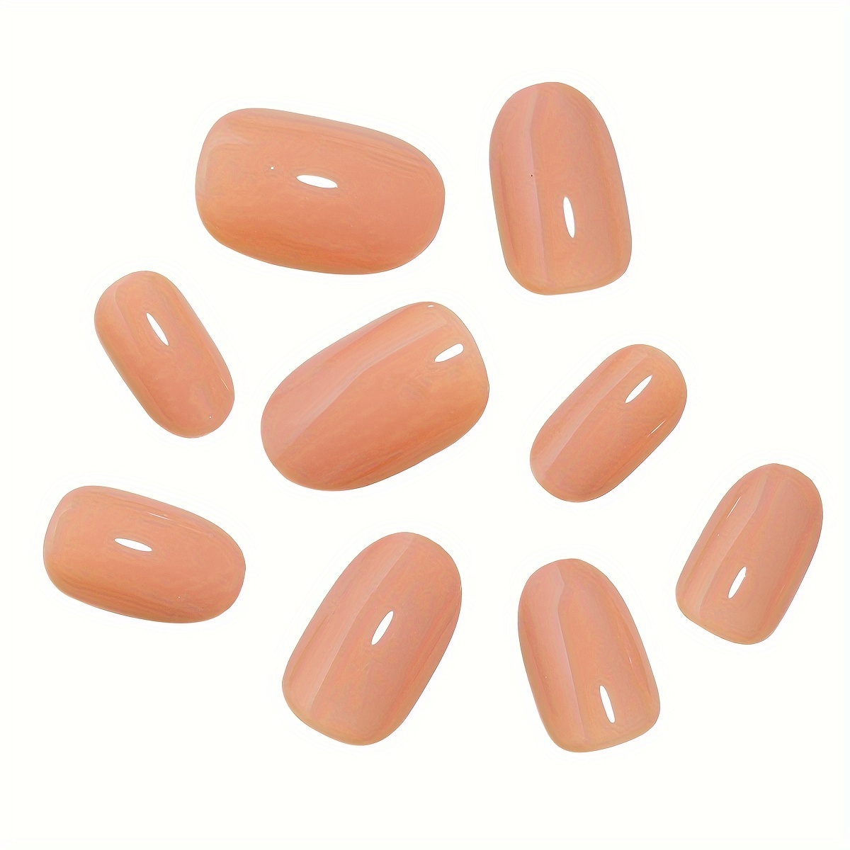 24pcs mid length oval shape press on nails solid color fake nail full cover nails for women details 41