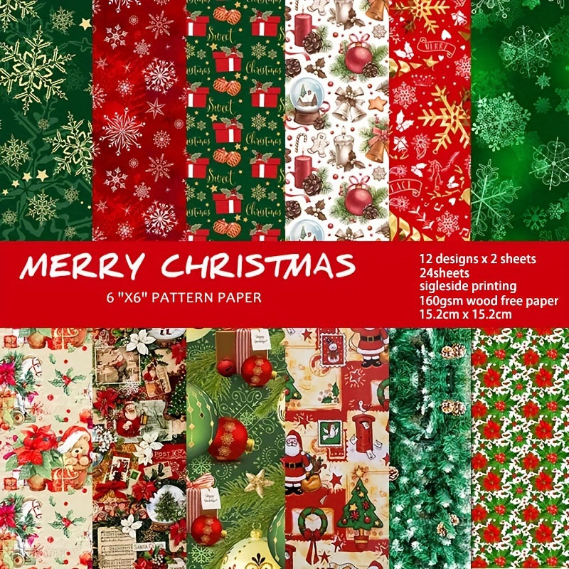 24pcs, DIY Handmade Vintage Christmas Sorting Paper Materials, Paper  Patterns, Paper Gift Wrapping Paper, Santa Snowflake Background Paper,  Christmas