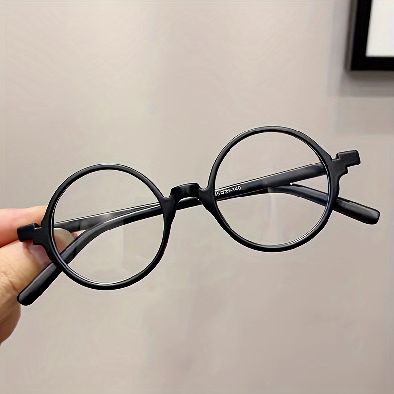 1pc Vintage Style Plain Non- Glasses With Case, Suitable For Street Photography And Commuting