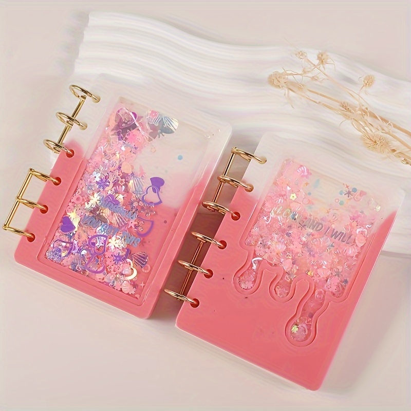 A6 Rectangle Quicksand Notebook Cover Resin Mold Diy Crystal - Temu