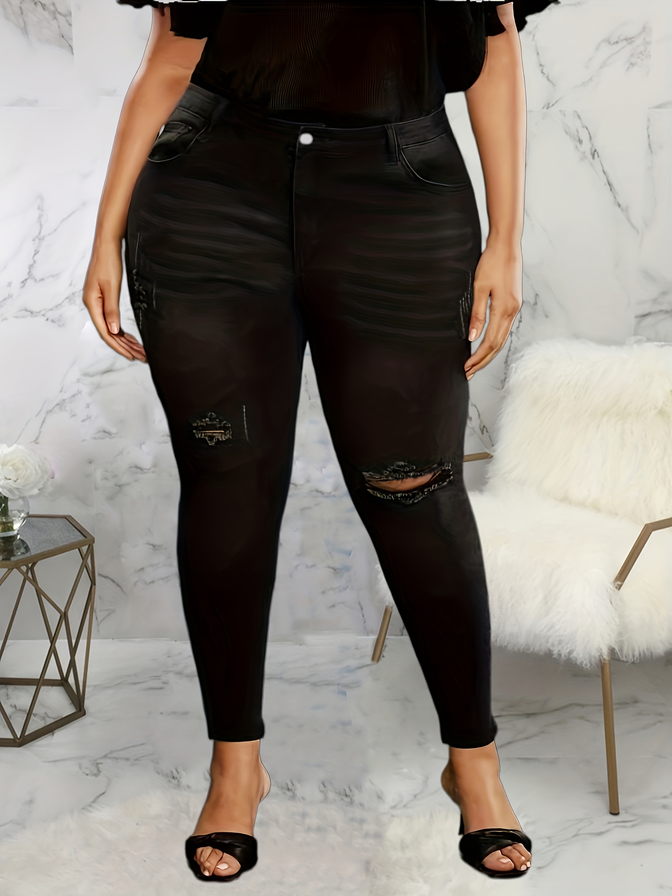 Jeans Negros Mujer Tallas - Temu
