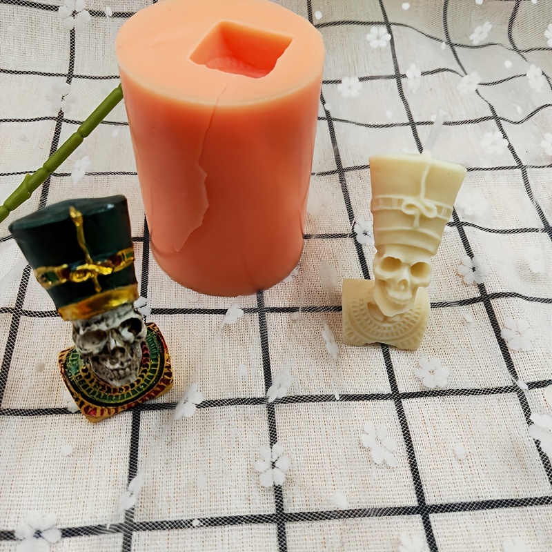 1pc Molde de silicona para velas perfumadas con forma de calavera del  faraón egipcio místico, molde de calavera de Halloween, molde de resina de  yeso