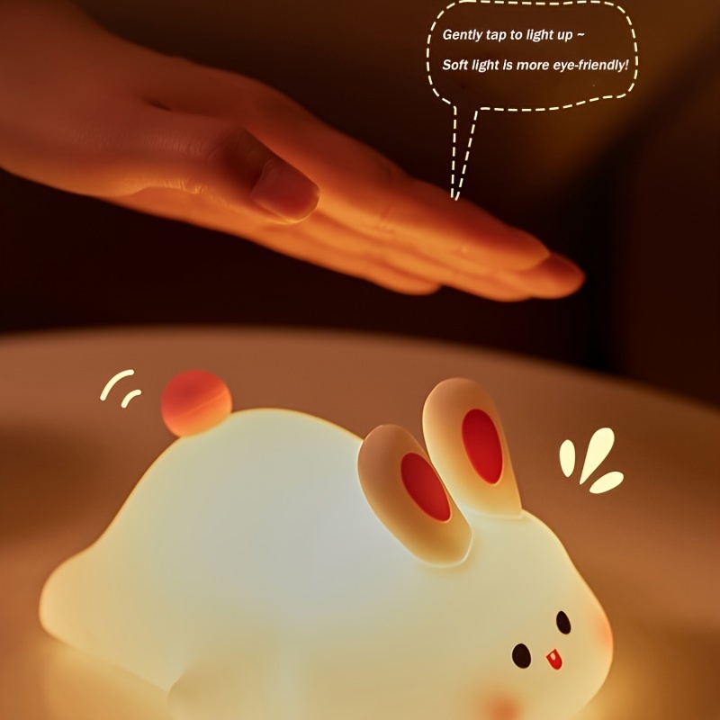 Veilleuse de nuit pour enfants - Lampe LED rechargeable pour chambre à  coucher de bébé, fille ou garçon - Lampe de lapin en silicone souple avec