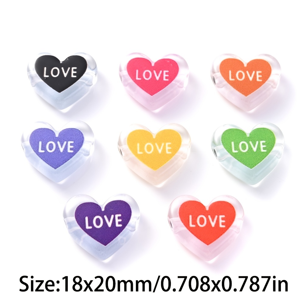 Heart Acrylic Beads Colorful Love Letter Loose Spacer Beads - Temu