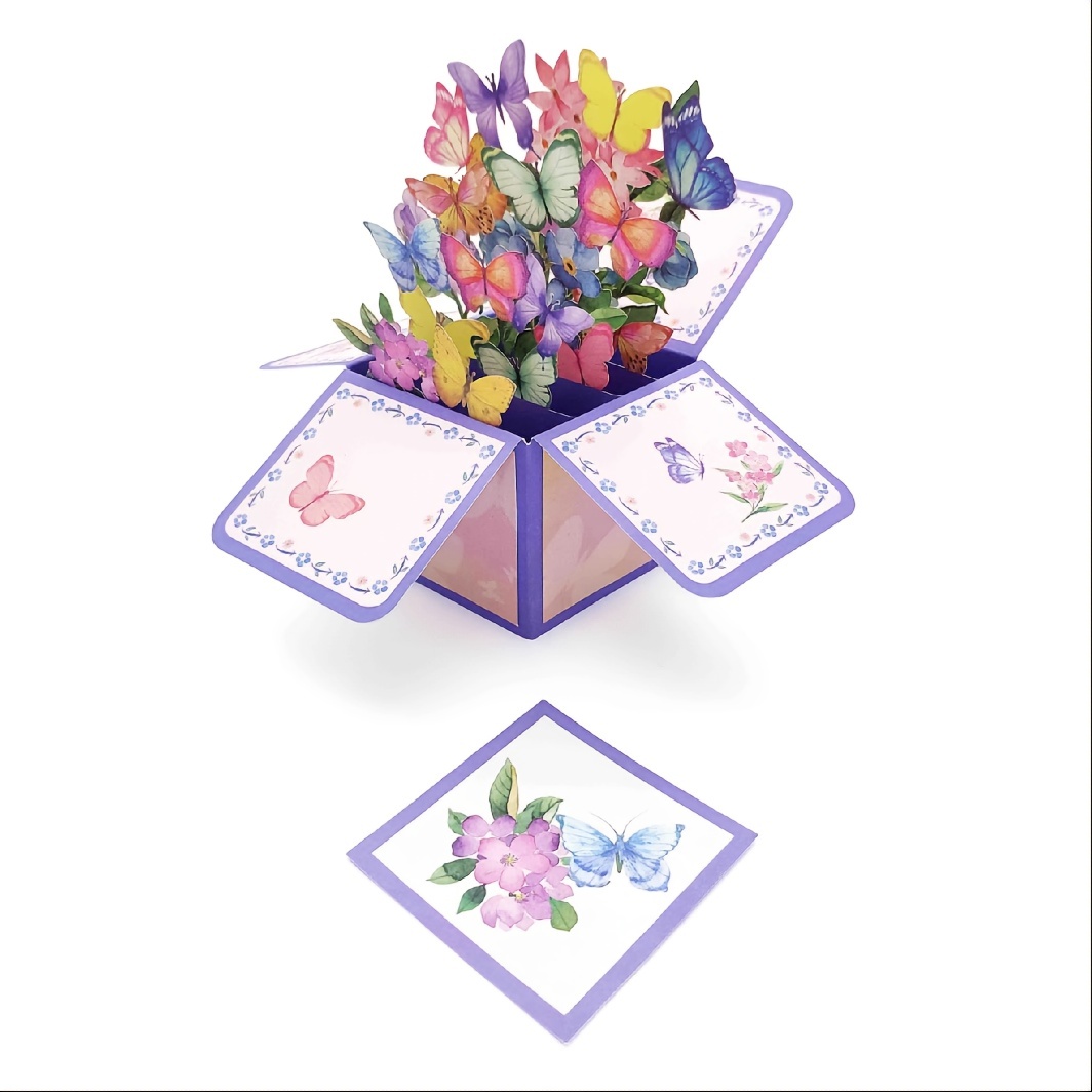 3D Colorful Butterfly Pop up Greeting Card