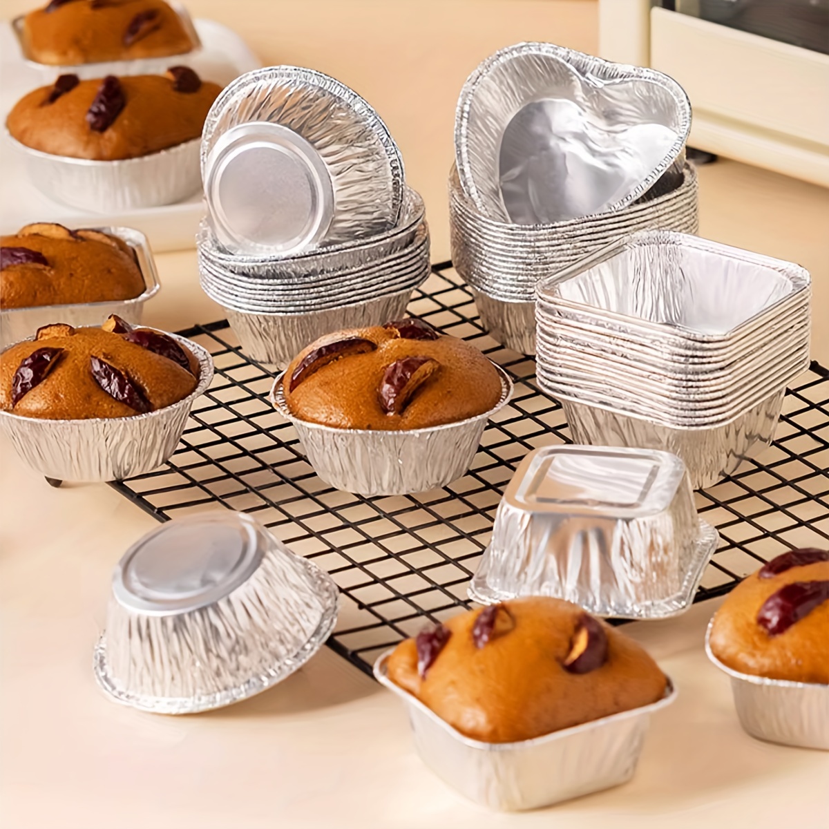 50/100Pcs 200ml Mini Loaf Pans Heat Resistant Aluminum Foil Baking