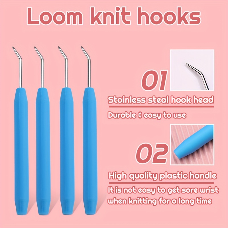 20pcs Loom Knit Hook Set, Crochet Needle Hook Kit, 8pcs Blue *g Loom Hooks  With 12pcs Colorful Plastic Sewing Needles For *g Looms *