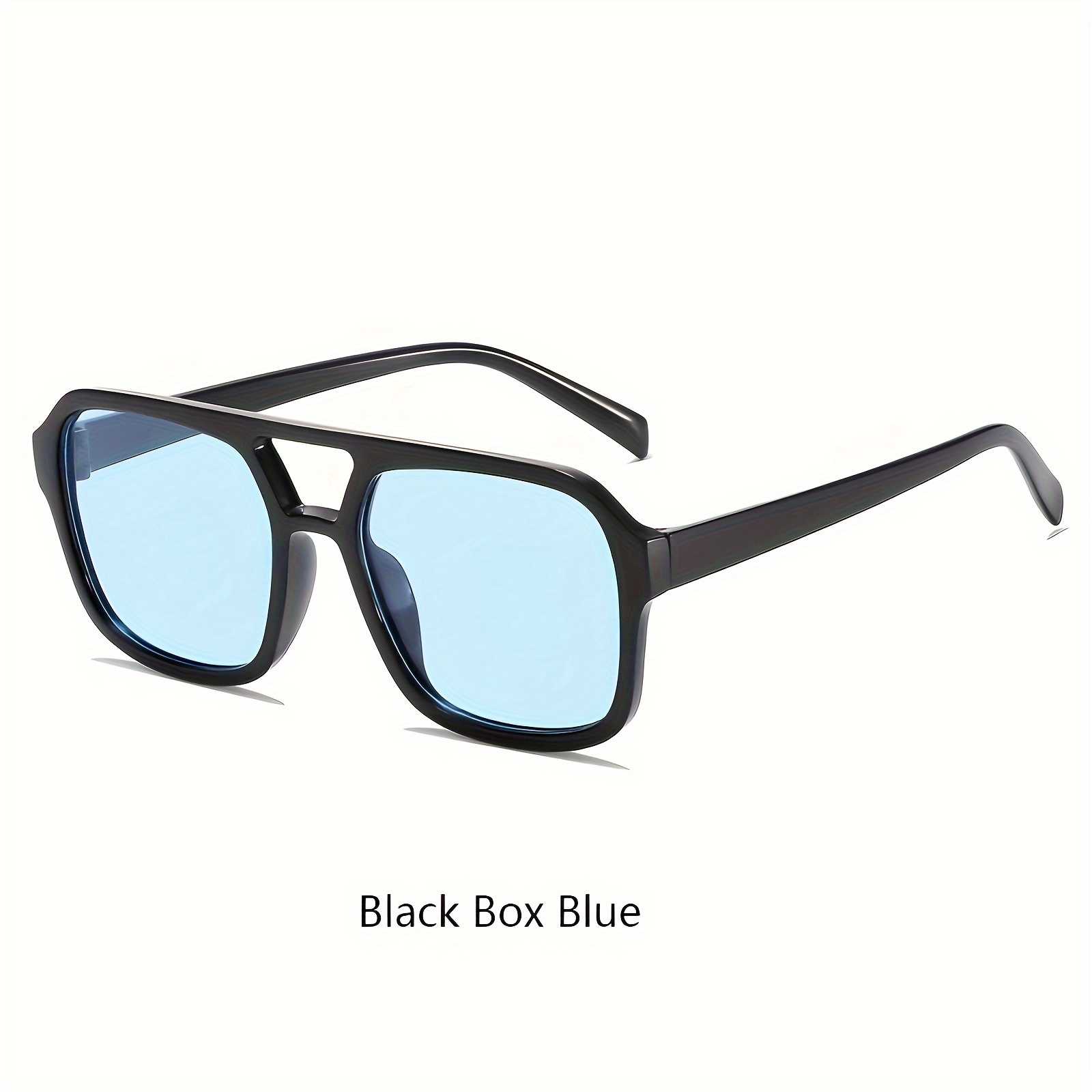 Retro Trendy Square Frame Double Bridges Sunglasses Men Women