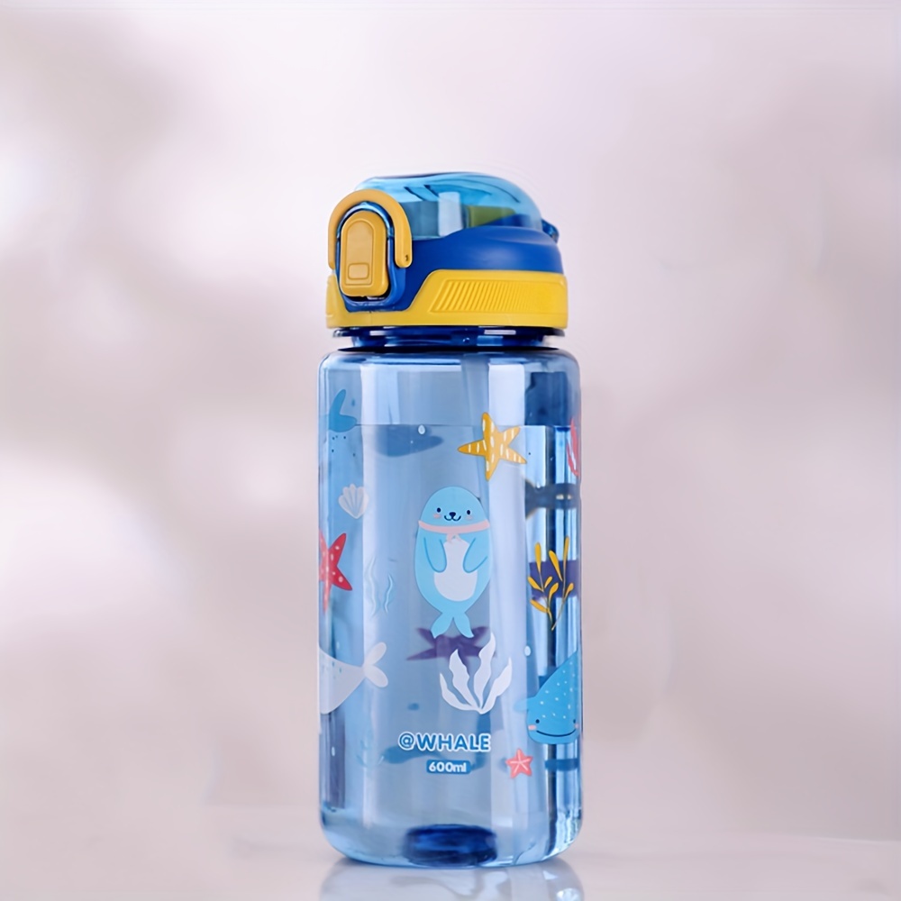 Gradient Blue Glass Water Bottle Cute Polar Bear Seal Bottles Kawaii Cup  600ml Camping Bottle Tour Drinkware Sport Waterbottle